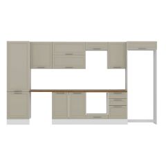 Alvinka 400X222 Cm Klasik Mebran Mutfak Dolabı Mbb-E90B60S50-2 Mebran | Kumtaşı - Mdf