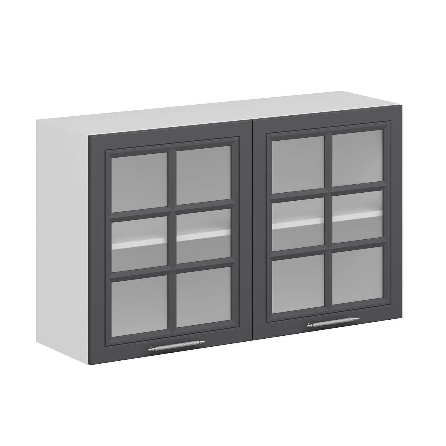 Alvinka Mutfak Modül Mbr_C Üst 2Dk1R 120-H72Cm Dolap Cam Beyaz Antrasit Suntalam