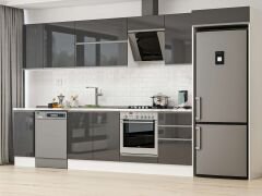 Alvinka 380X222 Cm High Gloss Mutfak Dolabı Mb-E90S40S50-2 High Gloss | Antrasit - Mdf