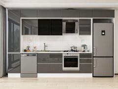 Alvinka 380X240 Cm High Gloss Mutfak Dolabı Mbb-E90B45S45-3 High Gloss | Antrasit - Mdf