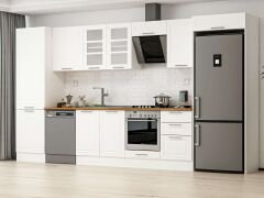 Alvinka 400X222 Cm Klasik Mebran Mutfak Dolabı Mbb-E90B60S50-3 Mebran | Beyaz - Suntalam