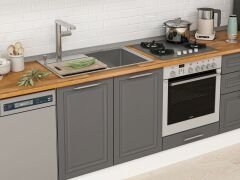 Alvinka 320X210 Cm Klasik Mebran Mutfak Dolabı M-E80S60S60-2 Mebran | Antrasit - Mdf