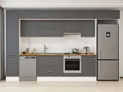 Alvinka 385X240 Cm Klasik Mebran Mutfak Dolabı Beyaz Beyaz Mbb-E90B45S50-1 Mebran | Antrasit - Mdf