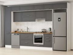 Alvinka 385X240 Cm Klasik Mebran Mutfak Dolabı Beyaz Beyaz Mbb-E90B45S50-1 Mebran | Antrasit - Mdf