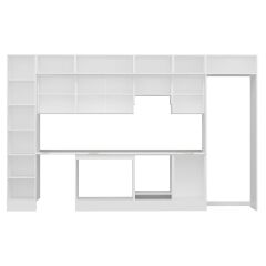 Alvinka 385X240 Cm Klasik Mebran Mutfak Dolabı Beyaz Beyaz Mbb-E90B45S50-1 Mebran | Antrasit - Mdf