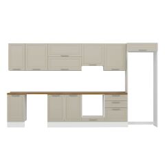 Alvinka 385X222 Cm Klasik Mebran Mutfak Dolabı Mb-E80S45S60-1 Mebran | Kumtaşı - Suntalam