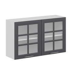 Alvinka Mutfak Modül Mbr_C Üst 2Dk1R 120-H72Cm Dolap Cam Beyaz Antrasit Mdf