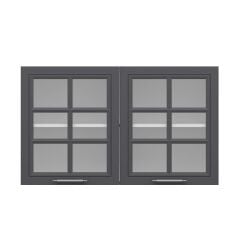 Alvinka Mutfak Modül Mbr_C Üst 2Dk1R 120-H72Cm Dolap Cam Beyaz Antrasit Mdf