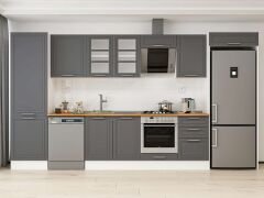 Alvinka 400X222 Cm Klasik Mebran Mutfak Dolabı Mbb-E90B60S50-3 Mebran | Antrasit - Suntalam