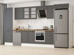 Alvinka 400X222 Cm Klasik Mebran Mutfak Dolabı Mbb-E90B60S50-3 Mebran | Antrasit - Suntalam