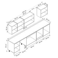 Alvinka 320X210 Cm Klasik Mebran Mutfak Dolabı M-E80S60S60-2 Mebran | Kumtaşı - Mdf