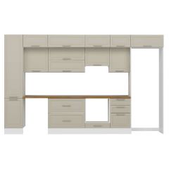 Alvinka 385X240 Cm Klasik Mebran Mutfak Dolabı Beyaz Beyaz Mbb-E90B45S50-1 Mebran | Kumtaşı - Mdf