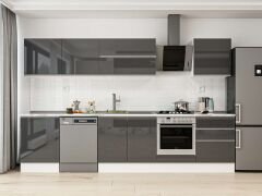 Alvinka 320X210 Cm High Gloss Mutfak Dolabı M-E80S60S60-2 High Gloss | Antrasit - Suntalam