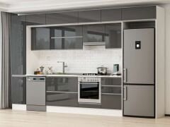 Alvinka 385X240 Cm High Gloss Mutfak Dolabı Mbb-E90B45S50-1 High Gloss | Antrasit - Suntalam