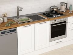 Alvinka 400X222 Cm Klasik Mebran Mutfak Dolabı Mbb-E90B60S50-3 Mebran | Beyaz - Mdf