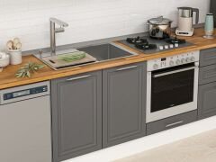 Alvinka 320X210 Cm Klasik Mebran Mutfak Dolabı M-E80S60S60-3 Mebran | Antrasit - Suntalam