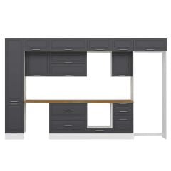 Alvinka 385X240 Cm Klasik Mebran Mutfak Dolabı Beyaz Beyaz Mbb-E90B45S50-2 Mebran | Antrasit - Suntalam