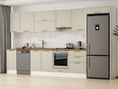 Alvinka 385X222 Cm Klasik Mebran Mutfak Dolabı Mb-E80S45S60-1 Mebran | Kumtaşı - Mdf