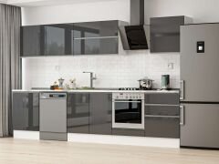 Alvinka 320X210 Cm High Gloss Mutfak Dolabı M-E80S60S60-2 High Gloss | Antrasit - Mdf