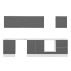 Alvinka 320X210 Cm High Gloss Mutfak Dolabı M-E80S60S60-2 High Gloss | Antrasit - Mdf