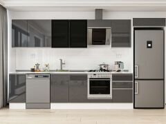 Alvinka 380X222 Cm High Gloss Mutfak Dolabı Mb-E90S40S50-3 High Gloss | Antrasit - Mdf