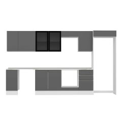 Alvinka 380X222 Cm High Gloss Mutfak Dolabı Mb-E90S40S50-3 High Gloss | Antrasit - Mdf