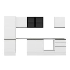 Alvinka 320X210 Cm High Gloss Mutfak Dolabı M-E80S60S60-3 High Gloss | Beyaz - Suntalam