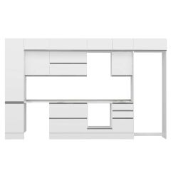 Alvinka 385X240 Cm High Gloss Mutfak Dolabı Mbb-E90B45S50-2 High Gloss | Beyaz - Suntalam