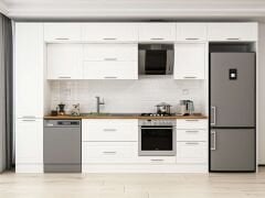 Alvinka 385X240 Cm Klasik Mebran Mutfak Dolabı Beyaz Beyaz Mbb-E90B45S50-2 Mebran | Beyaz - Mdf