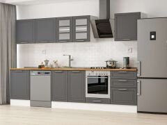 Alvinka 320X210 Cm Klasik Mebran Mutfak Dolabı M-E80S60S60-3 Mebran | Antrasit - Mdf