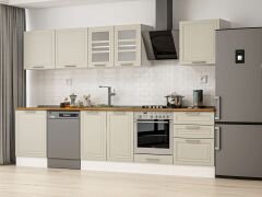 Alvinka 320X210 Cm Klasik Mebran Mutfak Dolabı M-E80S60S60-3 Mebran | Kumtaşı - Mdf