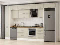 Alvinka 385X240 Cm Klasik Mebran Mutfak Dolabı Beyaz Beyaz Mbb-E90B45S50-2 Mebran | Kumtaşı - Mdf