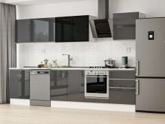 Alvinka 320X210 Cm High Gloss Mutfak Dolabı M-E80S60S60-3 High Gloss | Antrasit - Mdf