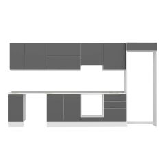 Alvinka 390X222 Cm High Gloss Mutfak Dolabı Mb-E90S40S60-1 High Gloss | Antrasit - Mdf