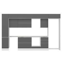 Alvinka 385X240 Cm High Gloss Mutfak Dolabı Mbb-E90B45S50-2 High Gloss | Antrasit - Mdf