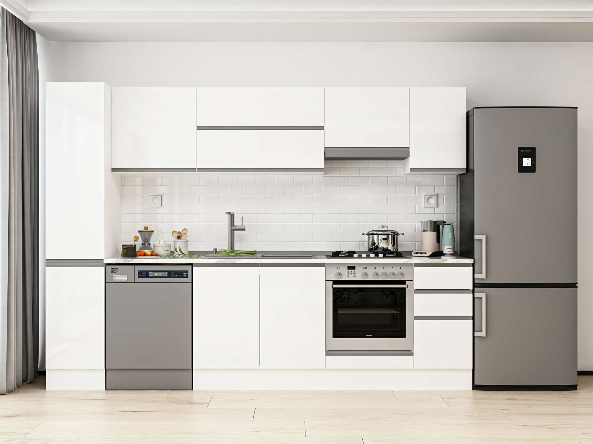 Alvinka 280X210 Cm High Gloss Mutfak Dolabı Mb-E80B40S40-1 High Gloss | Beyaz - Suntalam