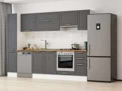 Alvinka 280X210 Cm Klasik Mebran Mutfak Dolabı Mb-E80B40S40-1 Mebran | Antrasit - Suntalam