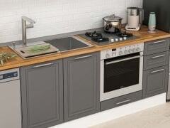 Alvinka 280X210 Cm Klasik Mebran Mutfak Dolabı Mb-E80B40S40-1 Mebran | Antrasit - Suntalam