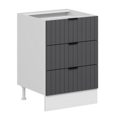 Alvinka Mutfak Modül Mbr_B Alt 3Ç Nray 60Cm Dolap Beyaz Antrasit