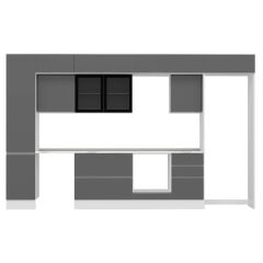 Alvinka 385X240 Cm High Gloss Mutfak Dolabı Mbb-E90B45S50-3 High Gloss | Antrasit - Suntalam