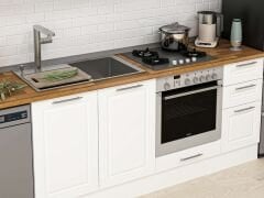 Alvinka 280X210 Cm Klasik Mebran Mutfak Dolabı Mb-E80B40S40-1 Mebran | Beyaz - Mdf