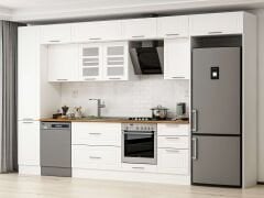 Alvinka 385X240 Cm Klasik Mebran Mutfak Dolabı Beyaz Beyaz Mbb-E90B45S50-3 Mebran | Beyaz - Mdf