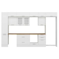 Alvinka 385X240 Cm Klasik Mebran Mutfak Dolabı Beyaz Beyaz Mbb-E90B45S50-3 Mebran | Beyaz - Mdf