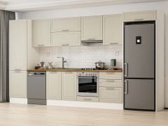 Alvinka 410X222 Cm Klasik Mebran Mutfak Dolabı Mbb-E90B60S60-1 Mebran | Kumtaşı - Mdf