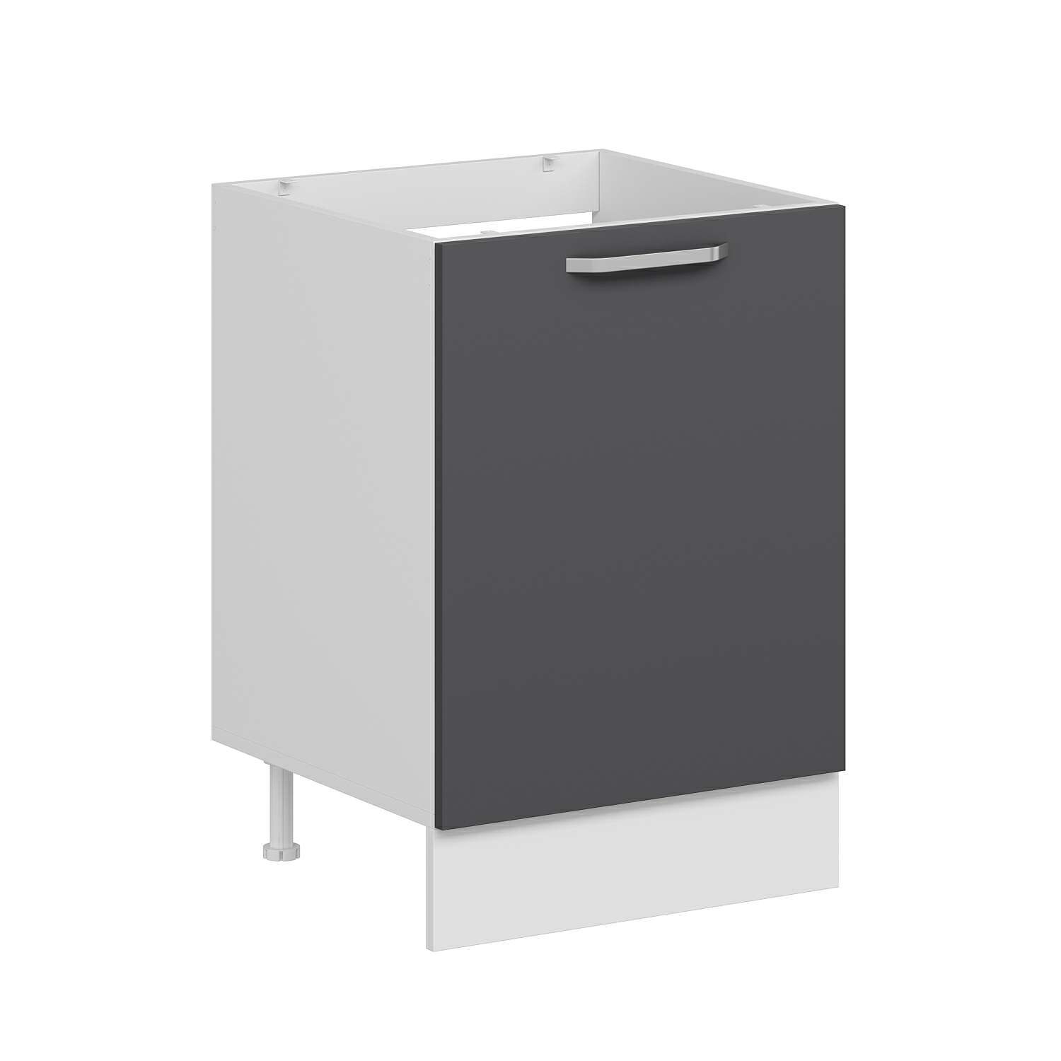 Alvinka Mutfak Modül Duz Alt 1K 60Cm Evye Dolap Beyaz Antrasit Suntalam