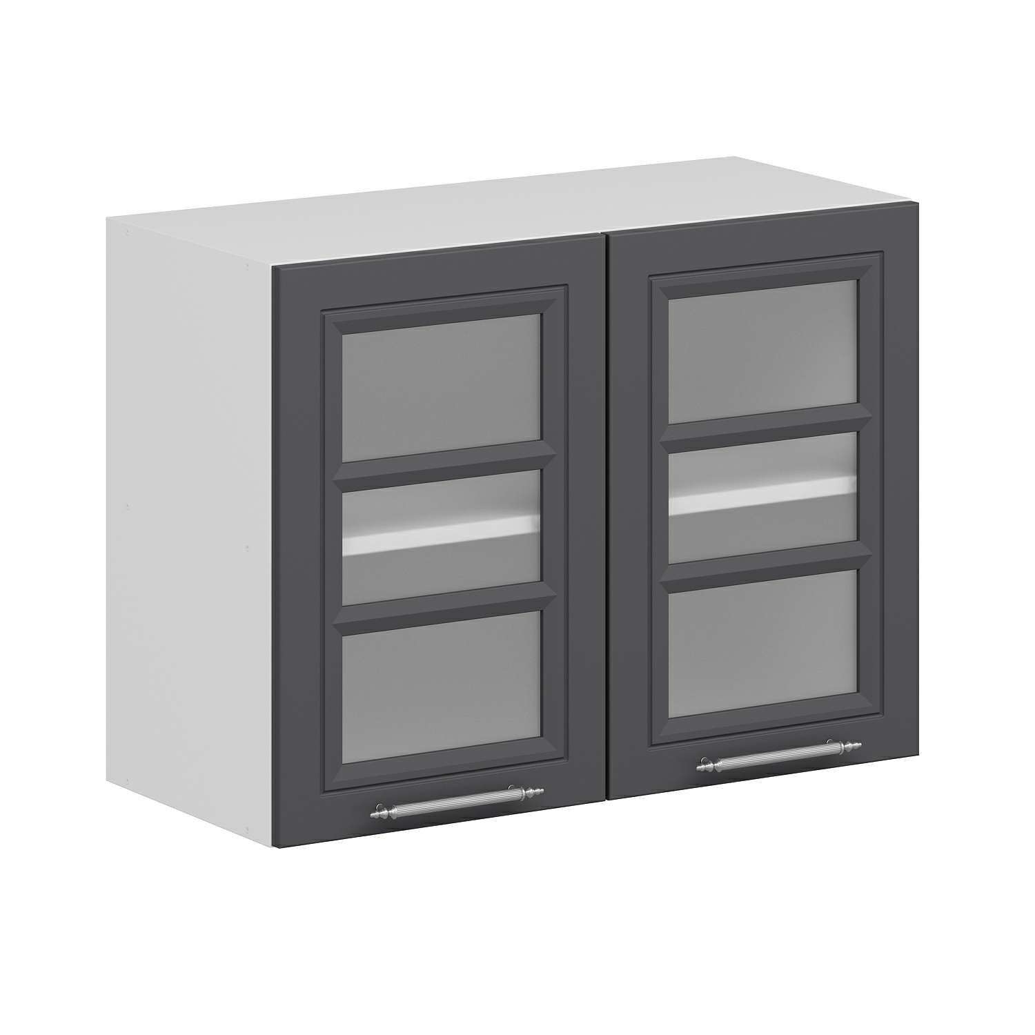 Alvinka Mutfak Modül Mbr_C Üst 2Dk1R 80-H60Cm Dolap Cam Beyaz Antrasit Suntalam