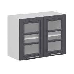 Alvinka Mutfak Modül Mbr_C Üst 2Dk1R 80-H60Cm Dolap Cam Beyaz Antrasit Suntalam