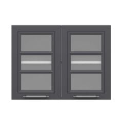 Alvinka Mutfak Modül Mbr_C Üst 2Dk1R 80-H60Cm Dolap Cam Beyaz Antrasit Suntalam