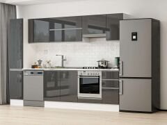 Alvinka 280X210 Cm High Gloss Mutfak Dolabı Mb-E80B40S40-1 High Gloss | Antrasit - Mdf