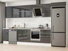 Alvinka 390X222 Cm High Gloss Mutfak Dolabı Mb-E90S40S60-2 High Gloss | Antrasit - Mdf